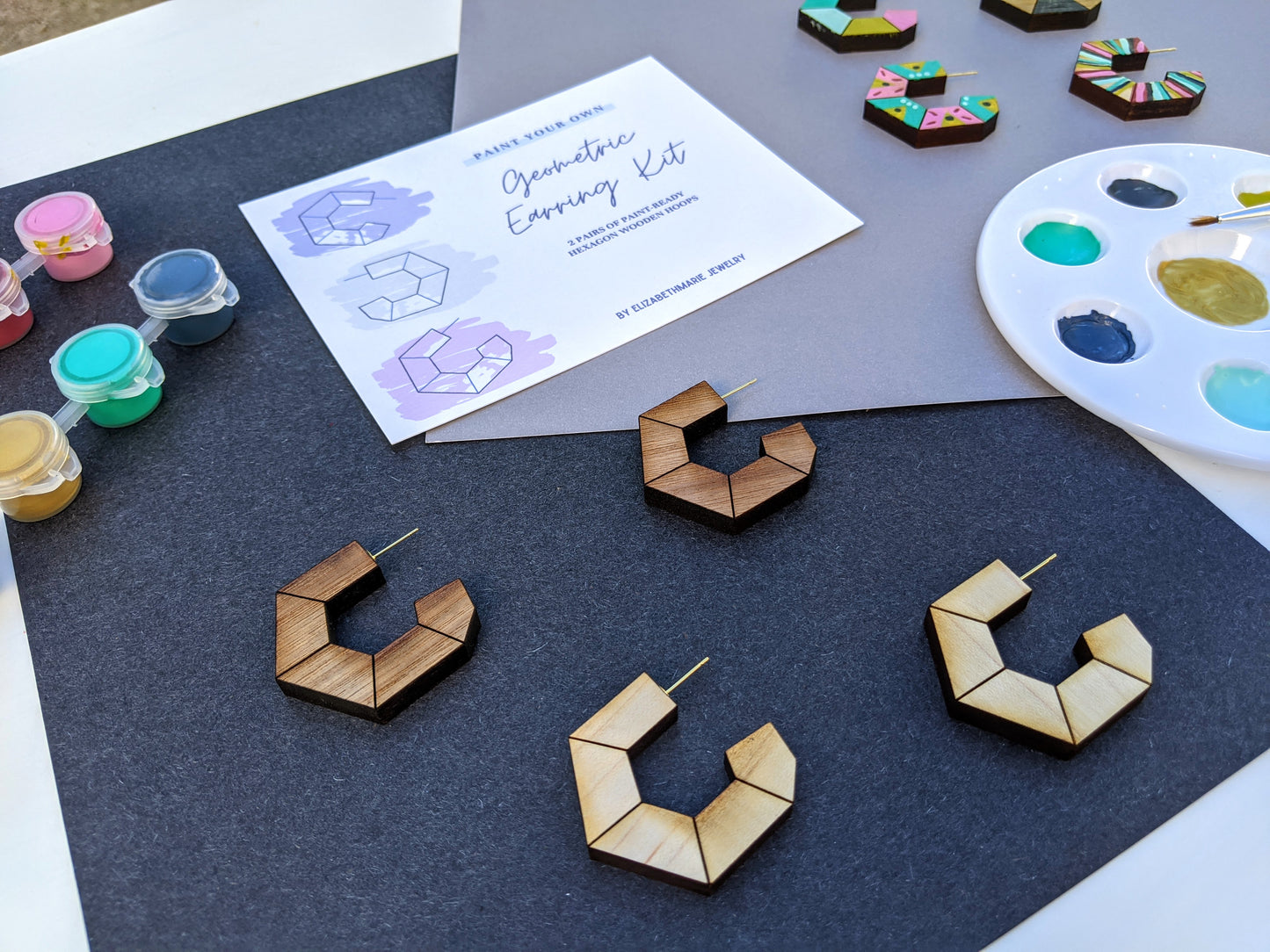 Hexagon Wood Paint-Your-Own Earrings Kit