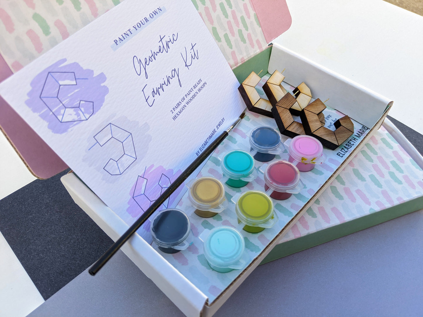 Hexagon Wood Paint-Your-Own Earrings Kit