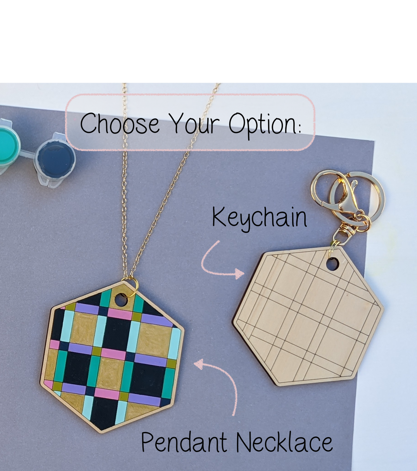 DIY Geometric Plaid Keychain Paint Kit