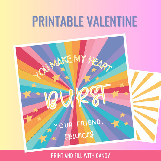 Burst! Candy Valentine's Day Printable Card